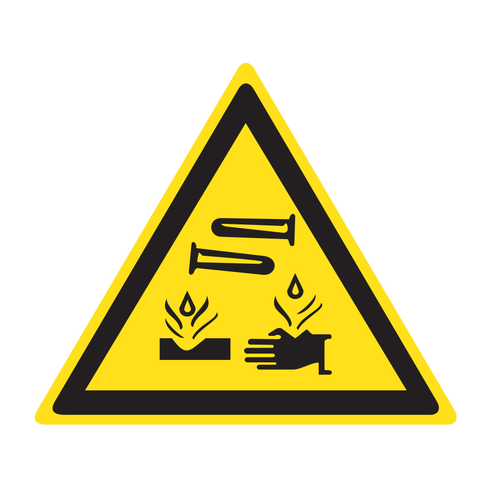 Знаки (ОСТОРОЖНО! ЕДКИЕ ВЕЩЕСТВА) Пленка самоклеющ.ПВХ — Ограждения