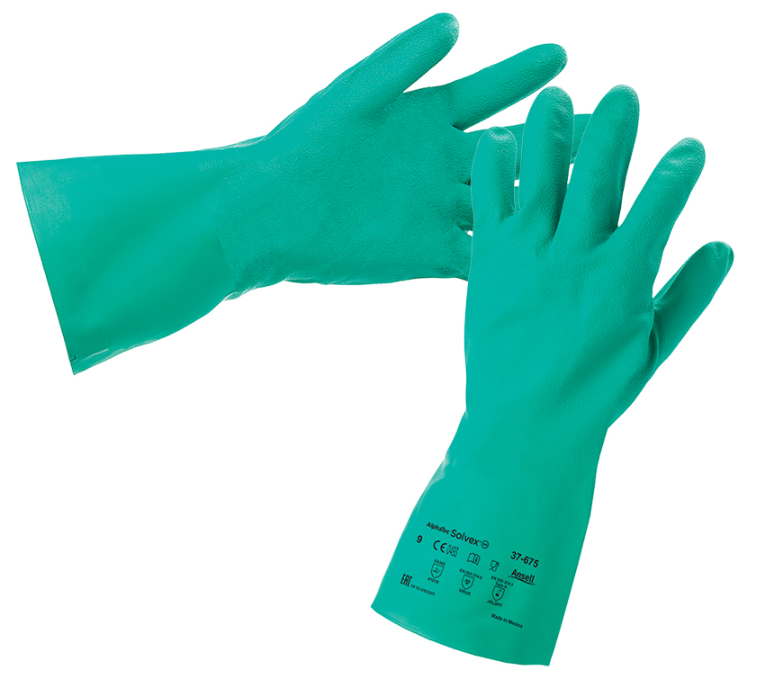 Перчатки ANSELL ALPHATEC SOLVEX 37-675 с х/б — Защита от химикатов и микроорганизмов
