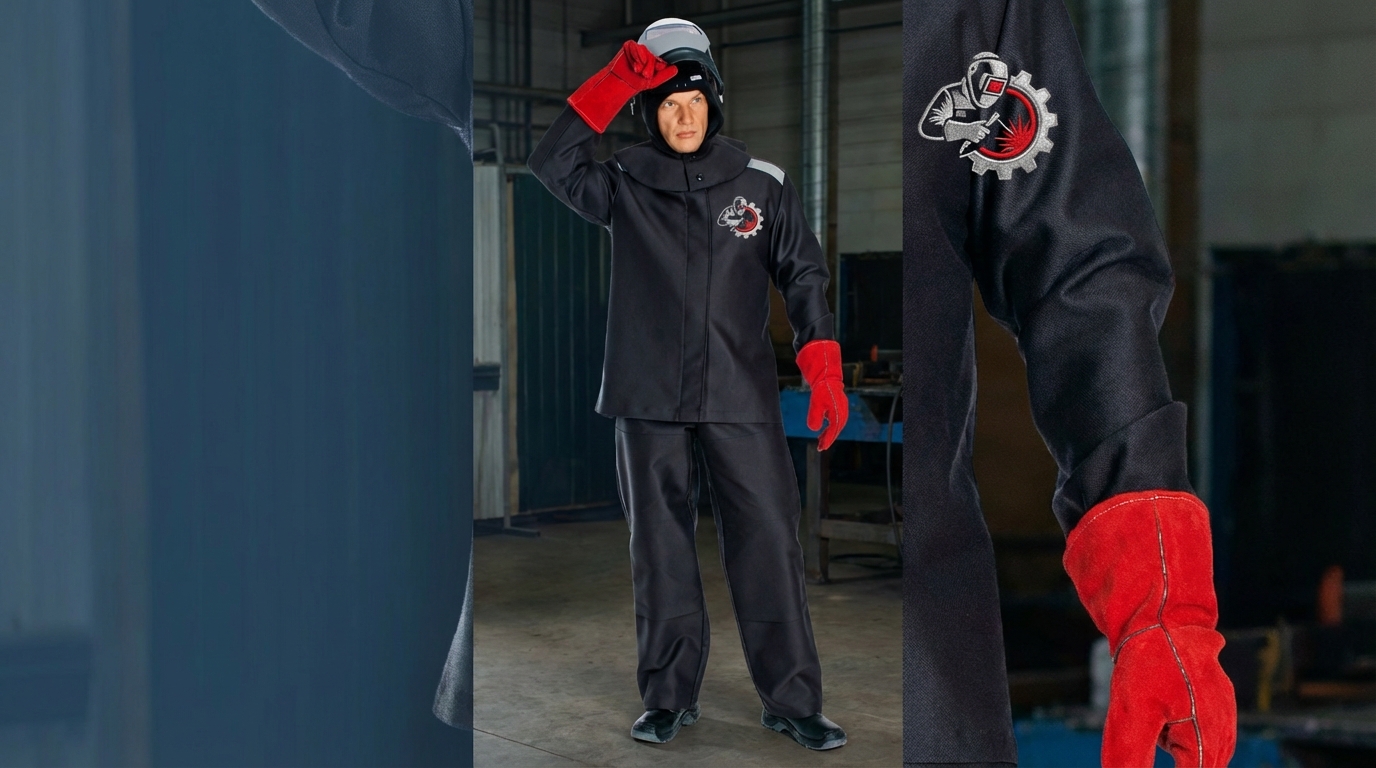 Вышивка шеврона на спецодежде — крупный план